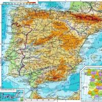 Kart over Frankrike og Spania på russisk